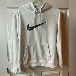 Nike Women's White Hoodie with Black Embroidered Swoosh